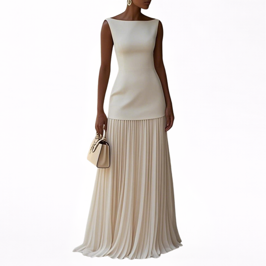 Celeste | Vestido largo plisado
