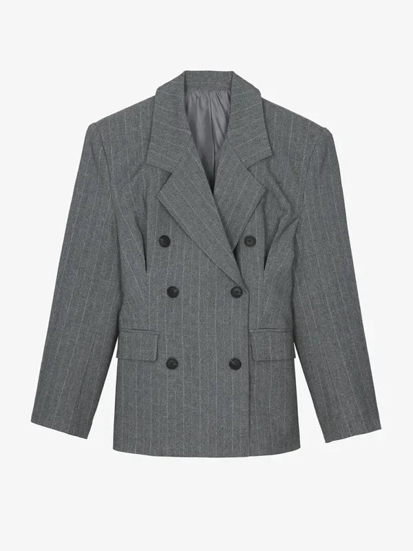 Sofía | Blazer gris jaspeado con cinturón