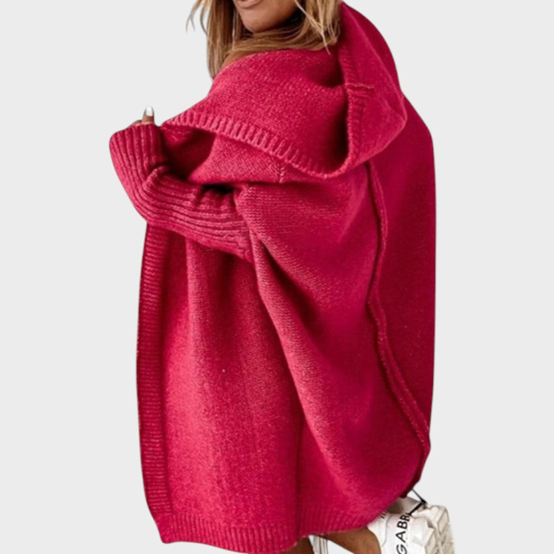 Marcela |  Cárdigan de Punto con Capucha Oversized