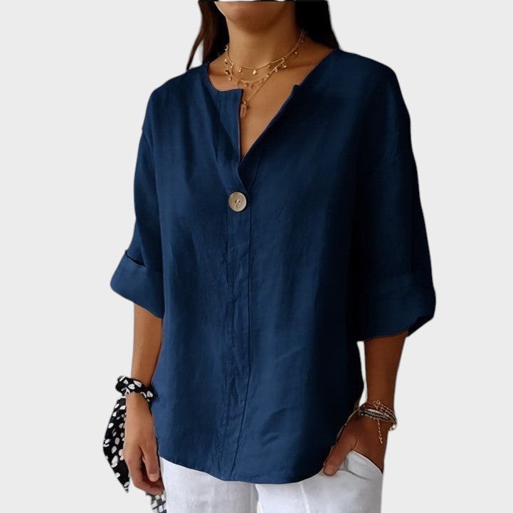 Zoe | Blusa de lino con cuello en V