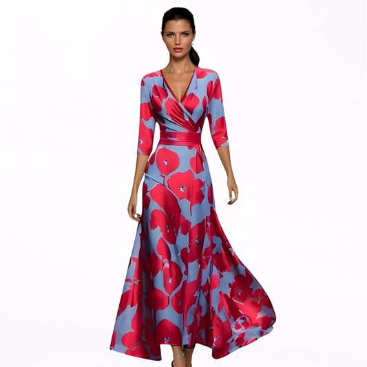 Emilia | Elegante vestido largo con estampado floral