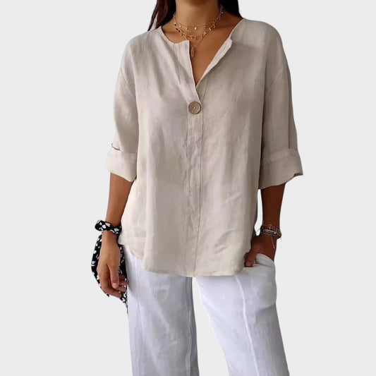Zoe | Blusa de lino con cuello en V