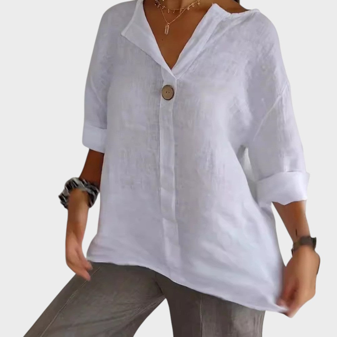 Zoe | Blusa de lino con cuello en V