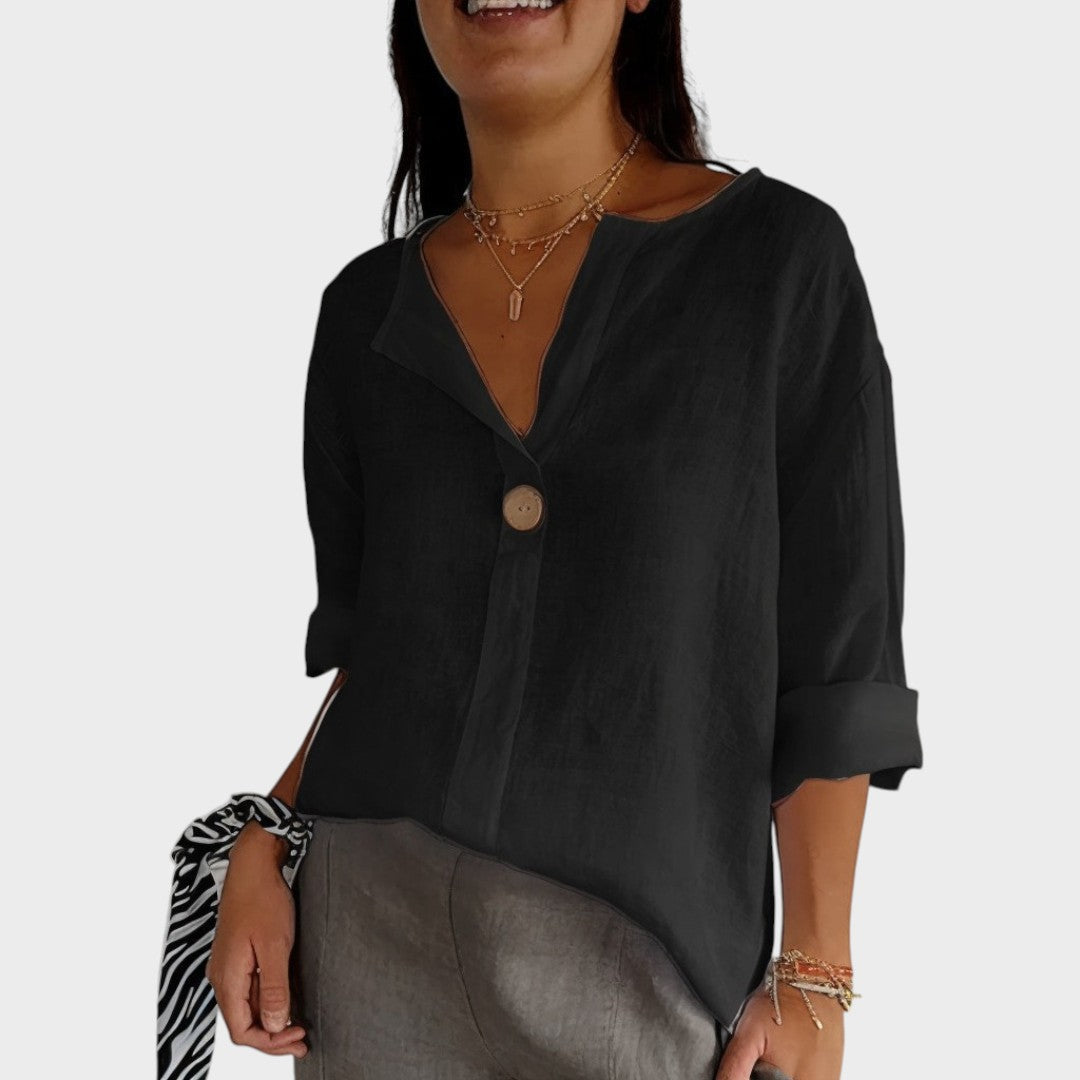 Zoe | Blusa de lino con cuello en V