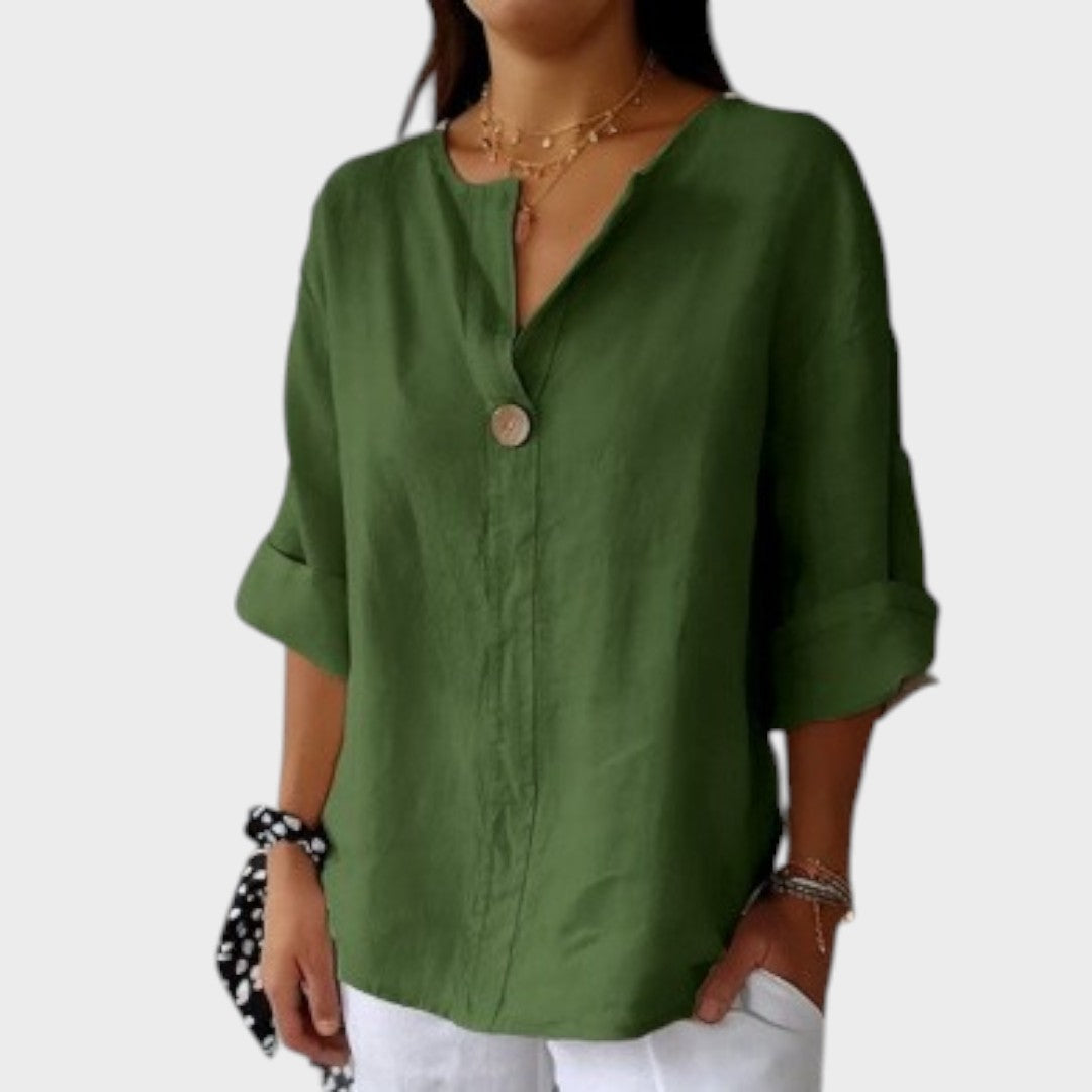 Zoe | Blusa de lino con cuello en V