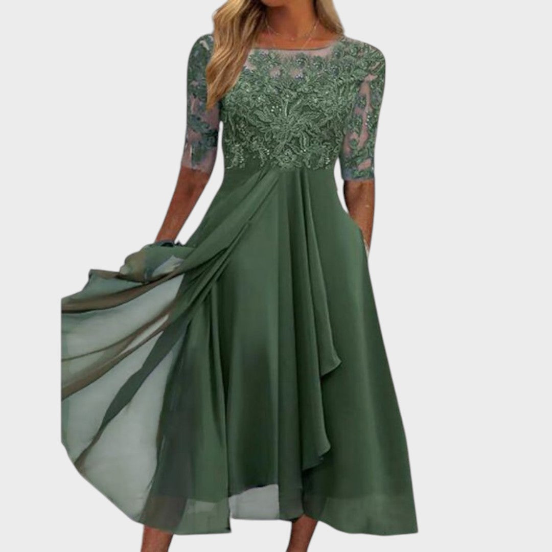 Gabhi | Vestido Midi Con Detalles De Encaje