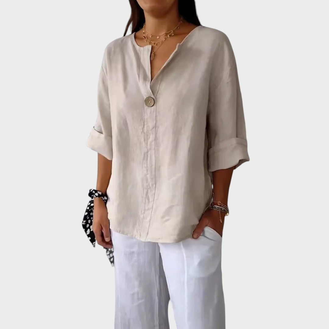 Zoe | Blusa de lino con cuello en V