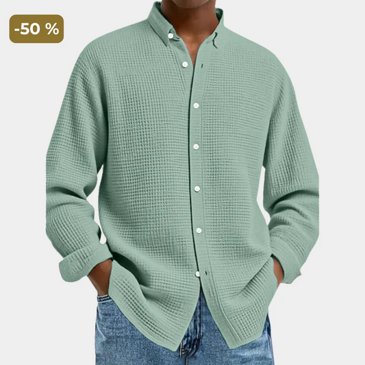 Camisa Texturizada de Algodón Casual para Hombre