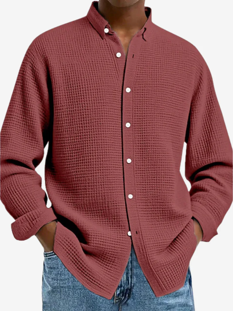 Camisa Texturizada de Algodón Casual para Hombre