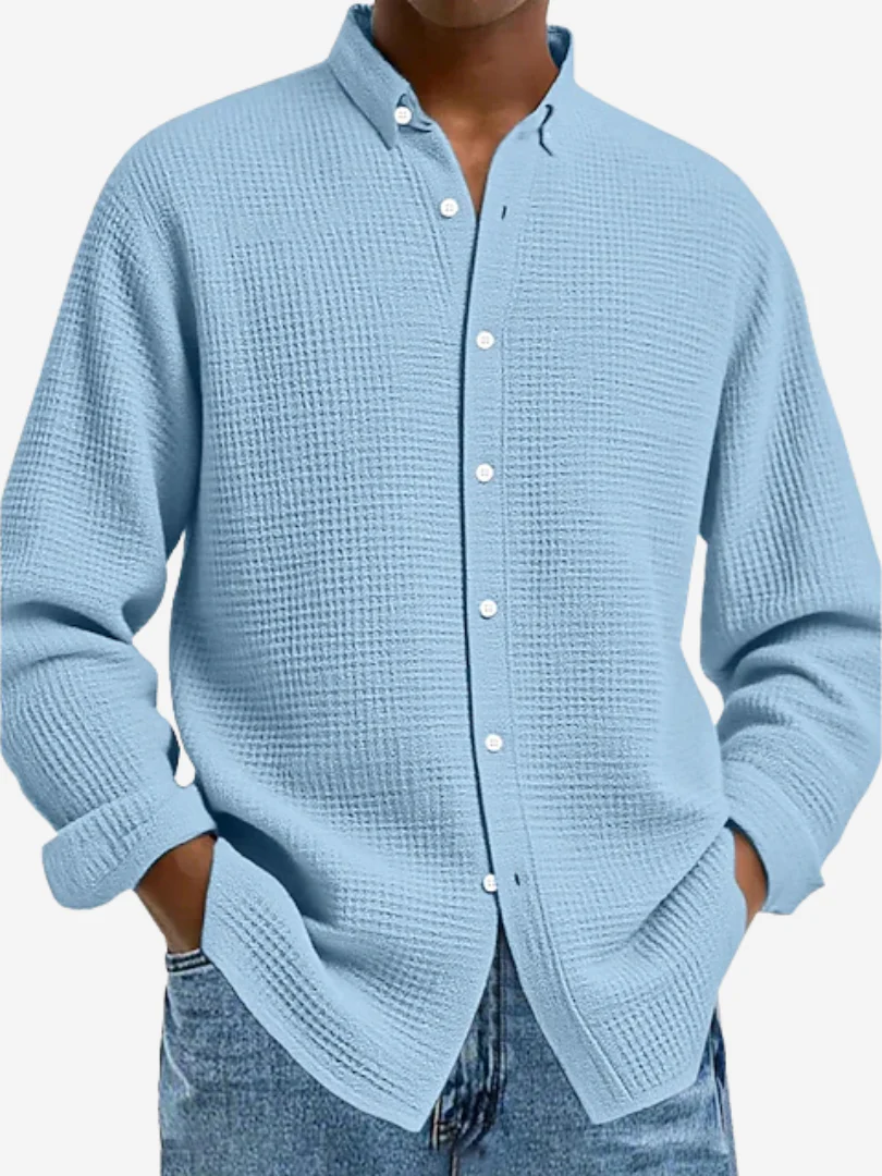 Camisa Texturizada de Algodón Casual para Hombre