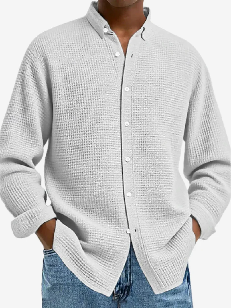 Camisa Texturizada de Algodón Casual para Hombre