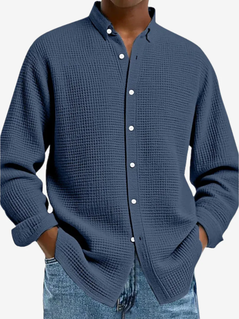 Camisa Texturizada de Algodón Casual para Hombre
