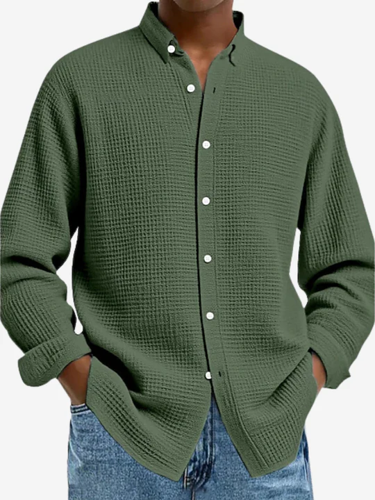 Camisa Texturizada de Algodón Casual para Hombre