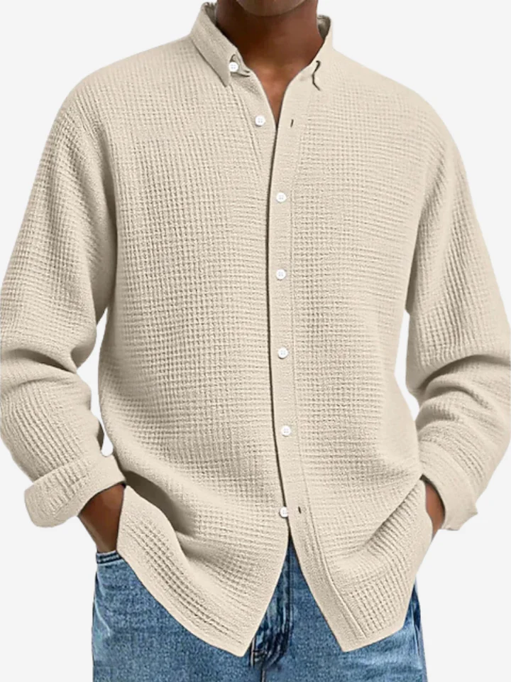 Camisa Texturizada de Algodón Casual para Hombre